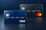Ett Visa kreditkort och ett Mastercard kreditkort