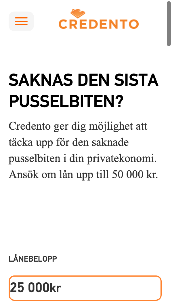 skärmavbild Credento