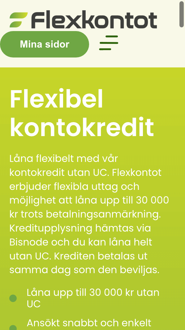 skärmavbild Flexkontot