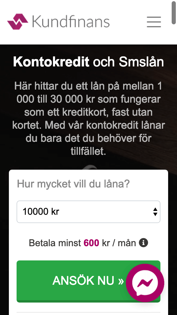 skärmavbild Kundfinans