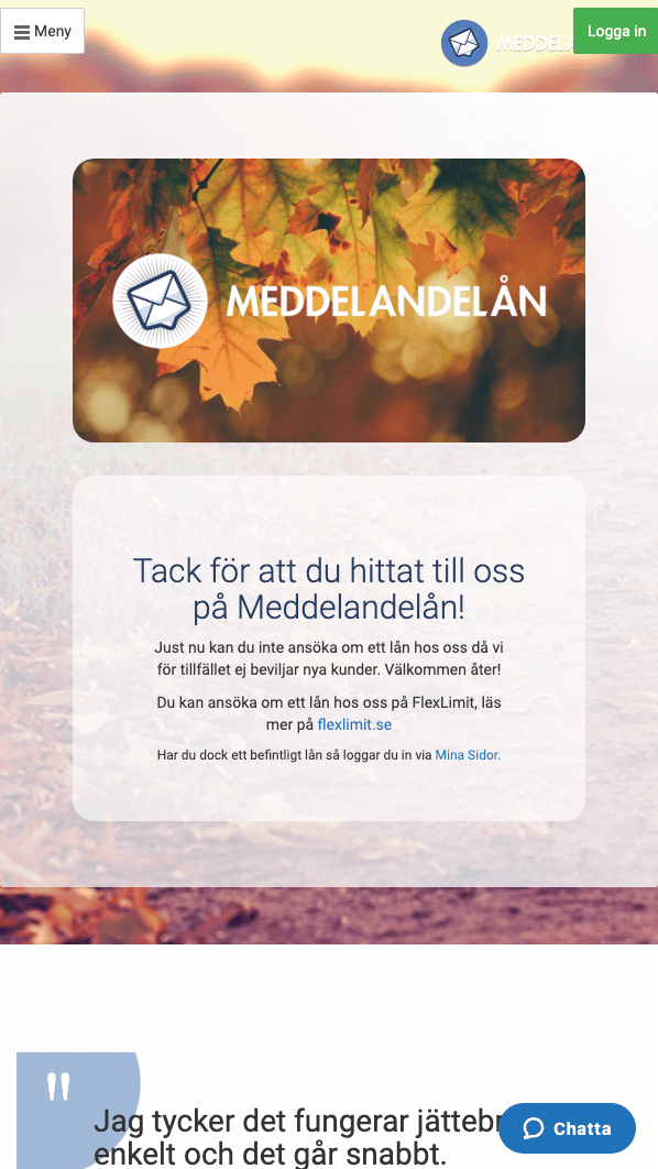 skärmavbild Meddelandelån