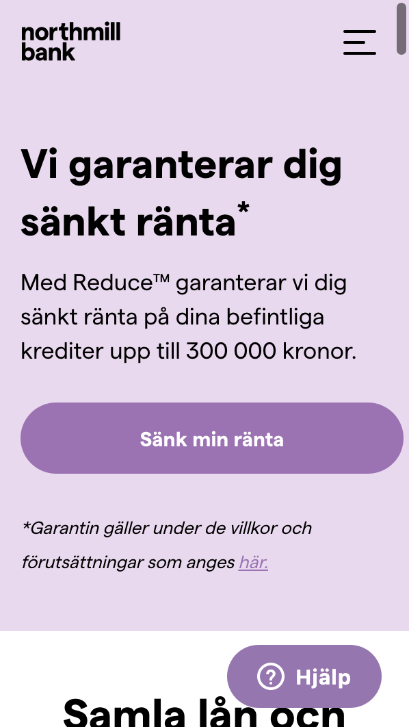 skärmavbild Northmill Samlingslån